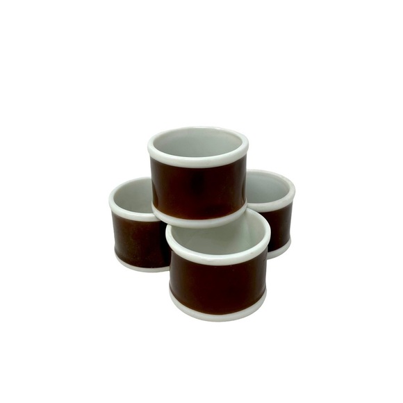 Fritz & Floyd | Napkin Holders | Rondelet Porcelain | Brown, White | Size 1-1/2” - Picture 2 of 5